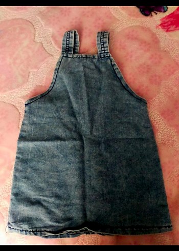 Kız Çocuk Renkli Baskılı Denim Elbise - Görsel 3