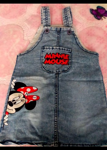 Kız Çocuk Renkli Baskılı Denim Elbise - Görsel 2