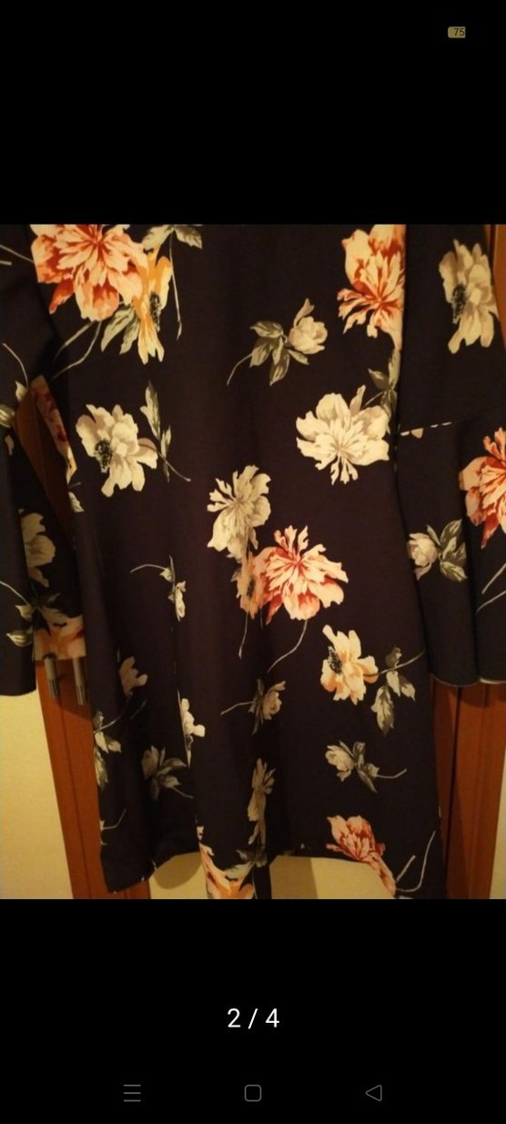 Mor Çiçek Desenli Bohem Mini elbise - Görsel 2