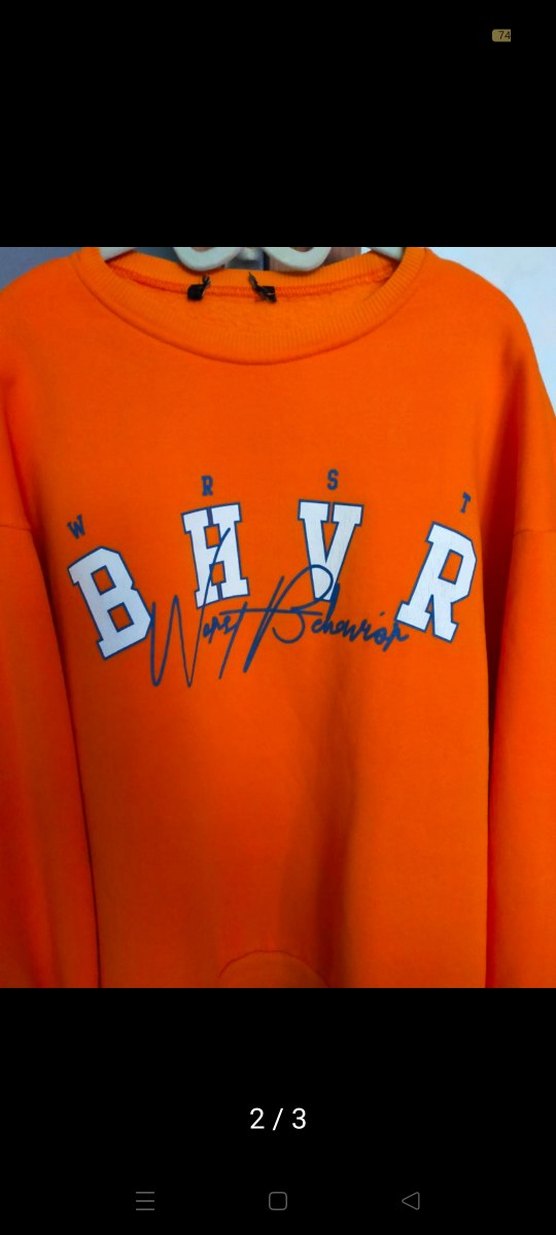 Turuncu Baskılı Oversize Sweatshirt - Görsel 2