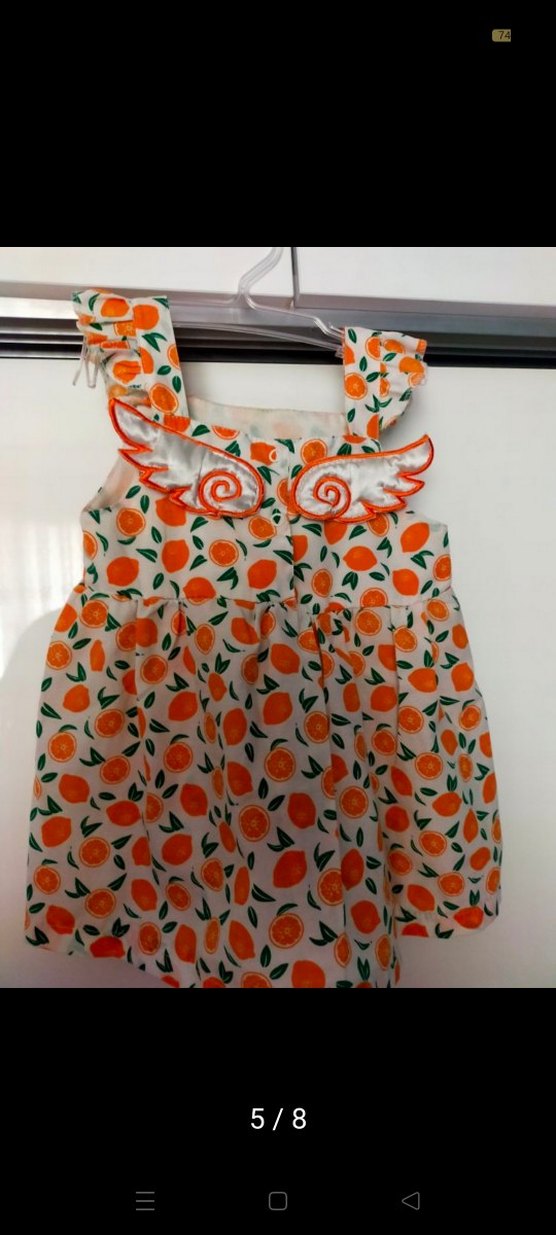 Kız Çocuk Renkli Desenli Fırfırlı Elbise - Görsel 5