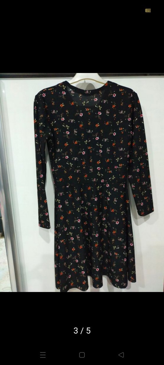 Çiçek Desenli Uzun Kollu Mini Elbise - Görsel 4