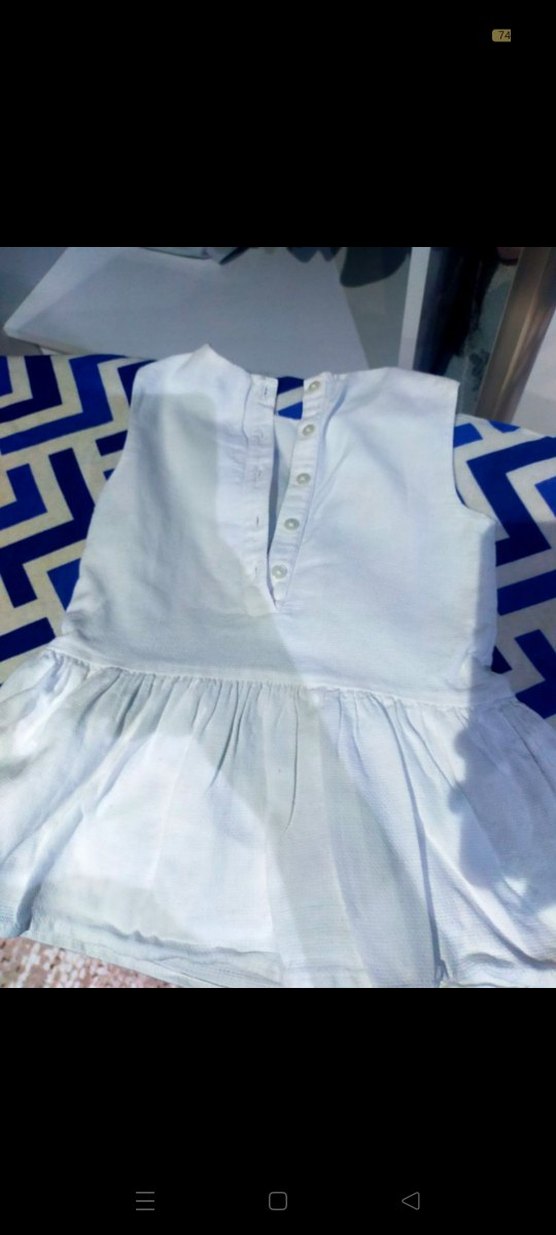 Çiçek İşlemeli Beyaz Kız Çocuk Elbisesi - Görsel 3