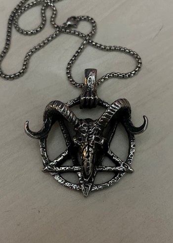 Beden siyah Renk Pentagram Keçi Titanyum Paslanmaz Gotik Metalhead kolye
