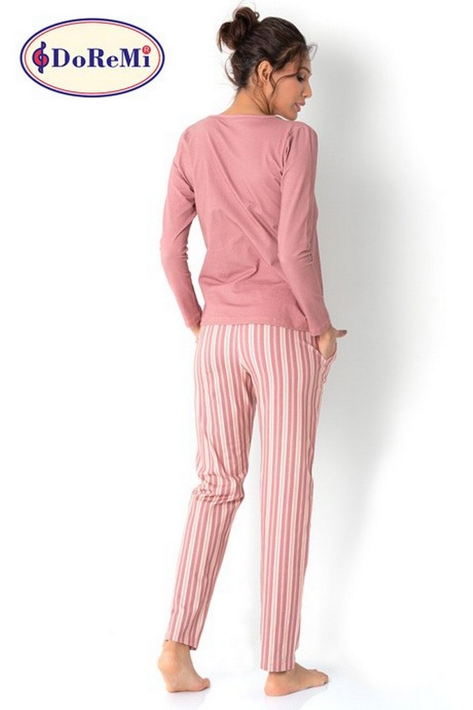 Pembe Uzun Kollu Rahat Kadın Pijama Takımı - Görsel 3