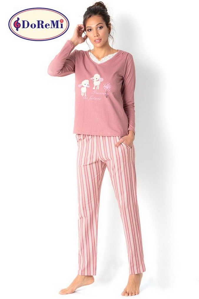 Pembe Uzun Kollu Rahat Kadın Pijama Takımı - Görsel 2