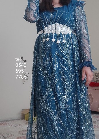 Mavi İşlemeli Boncuklu yöresel Elbise kiralik