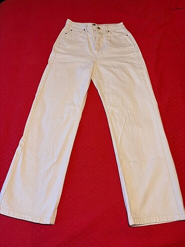 Trendyolmilla Ekru Yüksek Bel Wide Leg Jean