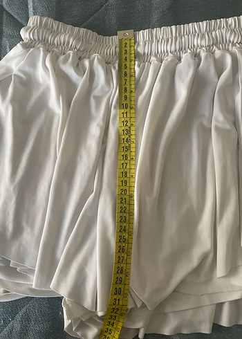 Beyaz Piliseli  saten şort - Görsel 5