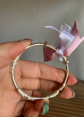 Beden gri Renk Pembe Kurdeleli Minimalist Bohem Bileklik