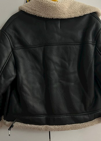 Bershka BERSHKA Kürklü Siyah Deri Kadın Ceket