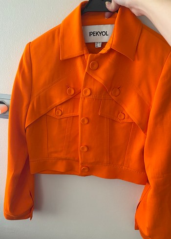 IPEKYOL Parlak Turuncu Düğmeli Blazer takım