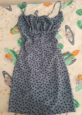Diğer Mavi İnce Askılı Mini Elbise