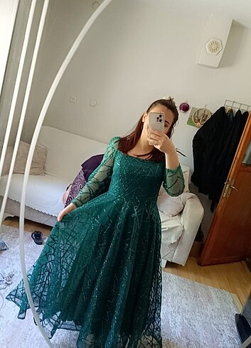 40 Beden yeşil Renk Abiye