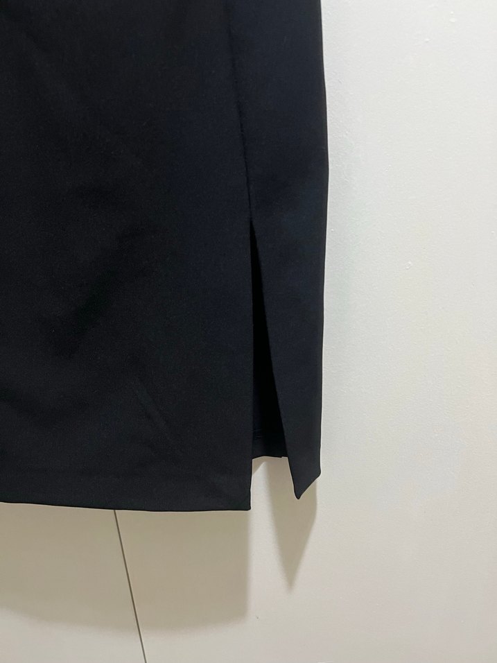 Siyah V Yaka Midi Ofis Elbisesi - Görsel 5