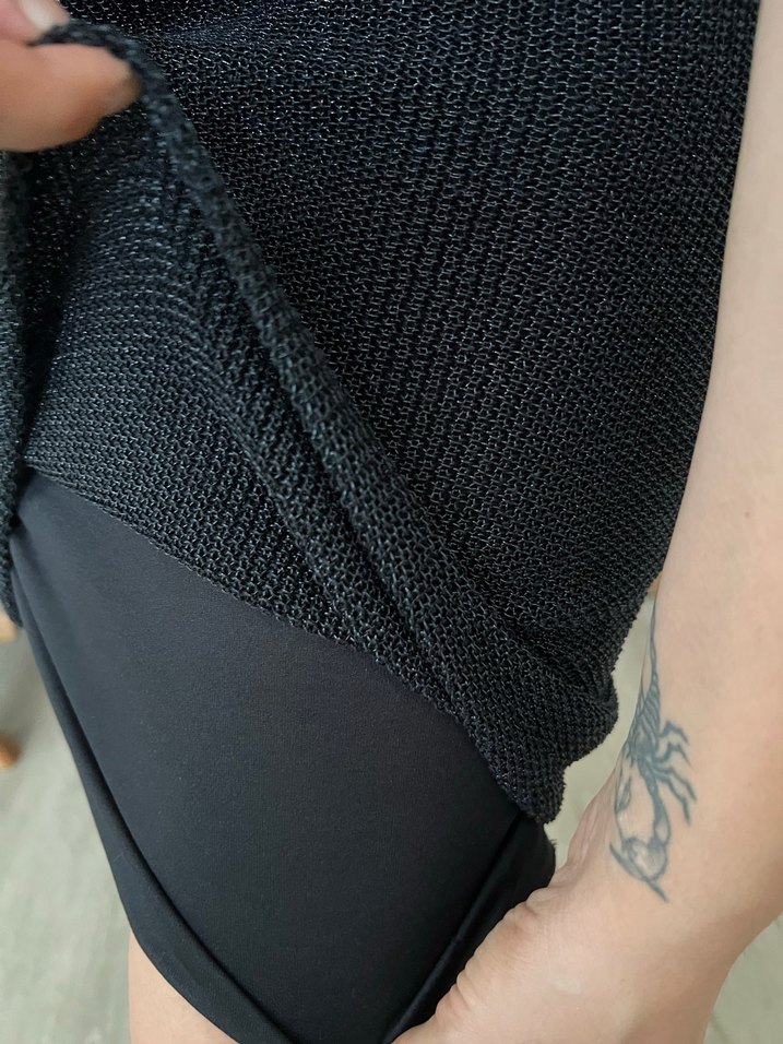 Siyah İnce Askılı abiye - Görsel 4