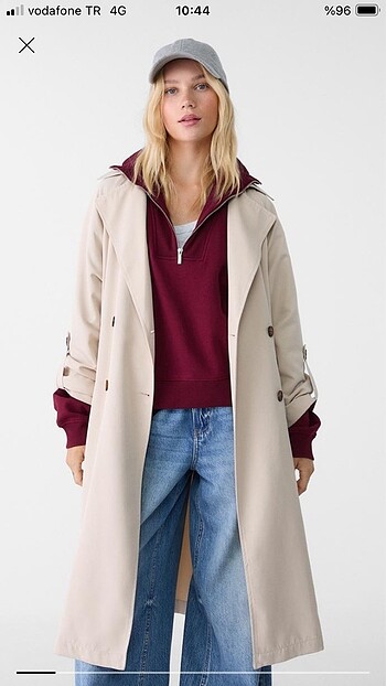 s Beden camel Renk Stradivarius trençkot