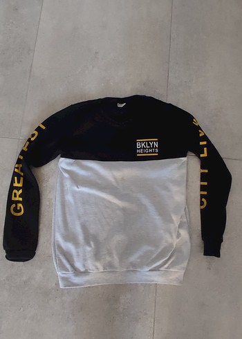 LC Waikiki Siyah Gri Baskili Kadin Sweatshirt