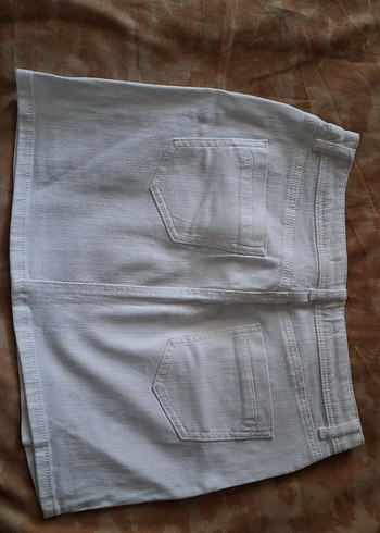 Beyaz Yırtık Detaylı Jean Mini Etek - Görsel 2