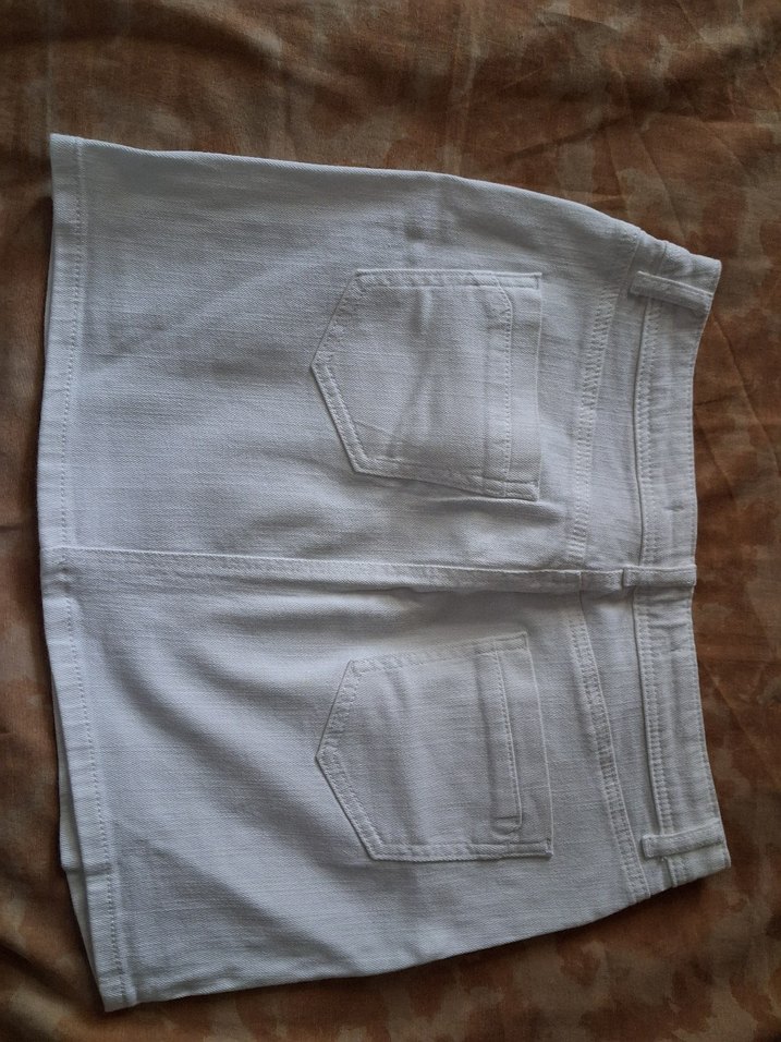 Beyaz Yırtık Detaylı Jean Mini Etek - Görsel 2