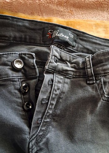 Gri Baskılı Bol Kesim Kadın Kot Pantolon - Görsel 2