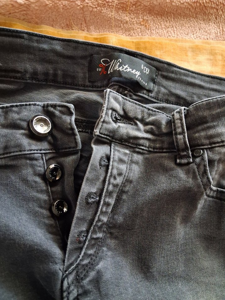 Gri Baskılı Bol Kesim Kadın Kot Pantolon - Görsel 2