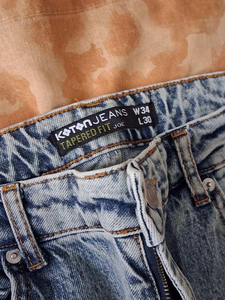 Düğmeli Gri Mavi Kadın Denim Pantolon - Görsel 2