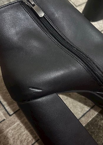 Deri Siyah Platform Topuklu Goth Kadın Bot - Görsel 3