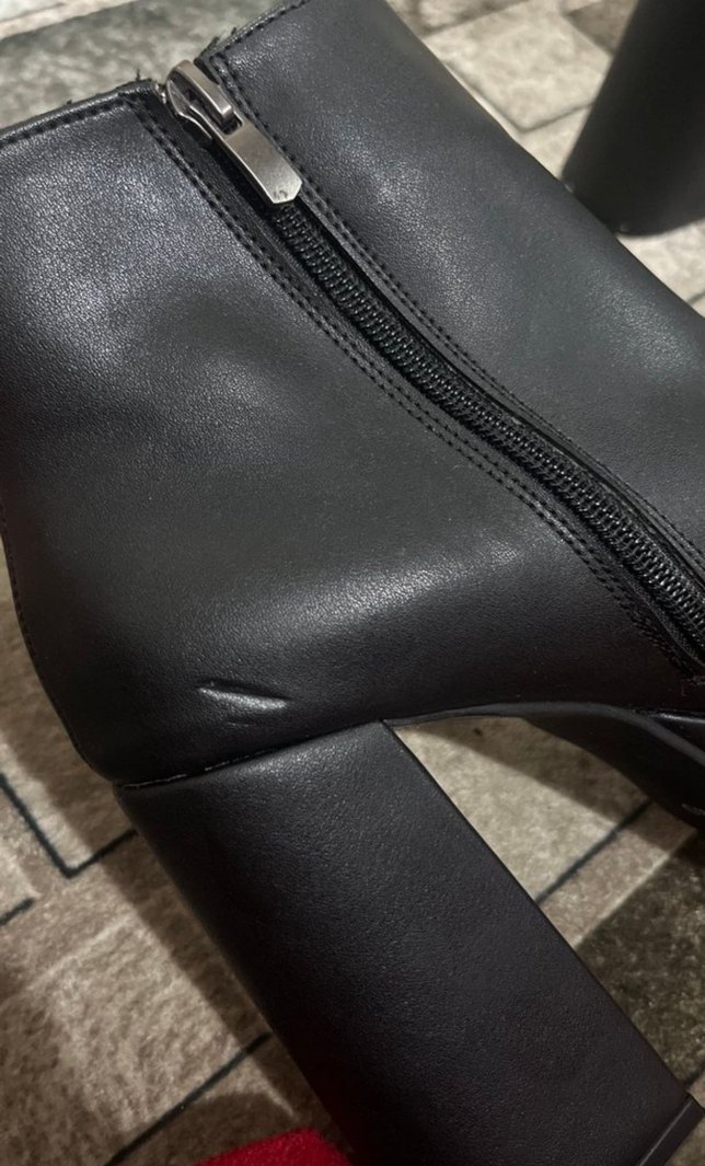 Deri Siyah Platform Topuklu Goth Kadın Bot - Görsel 3