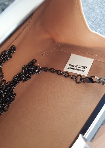 Gri Simli Kadın Denim Clutch Çanta - Görsel 6