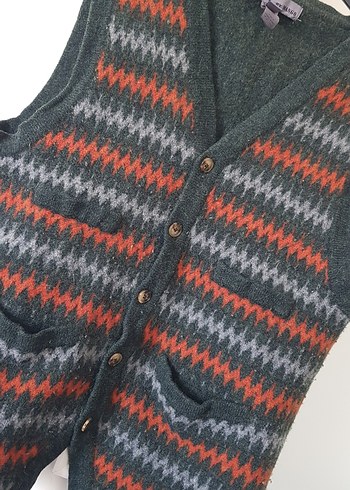 Gri Desenli Erkek Örgü Yün Yelek - Görsel 2