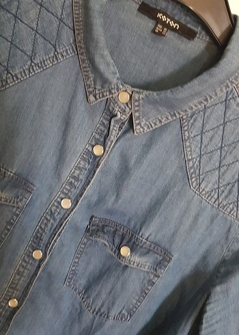 KOTON Düğmeli Mavi Denim Kadın Gömlek. Defosuz sorunsuz! - Görsel 5