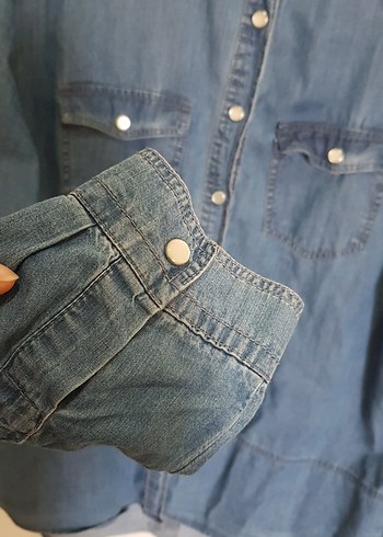 KOTON Düğmeli Mavi Denim Kadın Gömlek. Defosuz sorunsuz! - Görsel 6