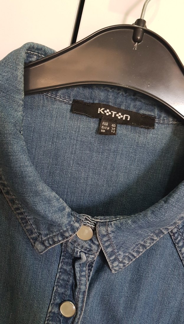 KOTON Düğmeli Mavi Denim Kadın Gömlek. Defosuz sorunsuz! - Görsel 2