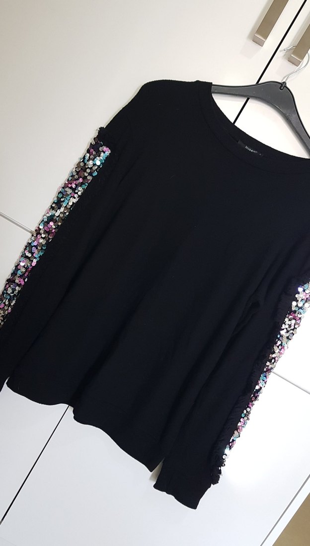 Kadın Çok Renkli Pul İşlemeli Uzun Kollu Kazak - Görsel 4