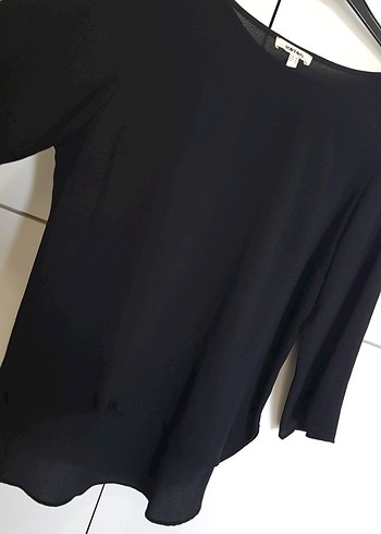 KOTON Düğmeli Siyah Kadın Bluz, Uzun Kollu, Salaş - Görsel 5