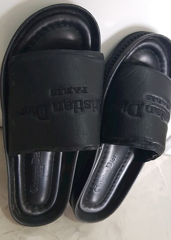 Christian Dior Siyah Nakışlı Platform Topuklu Kadın Terlik - Görsel 5