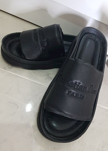 Christian Dior Siyah Nakışlı Platform Topuklu Kadın Terlik - Görsel 3