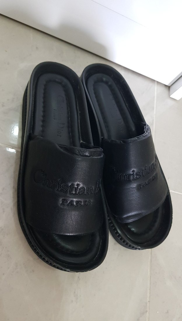 Christian Dior Siyah Nakışlı Platform Topuklu Kadın Terlik - Görsel 2