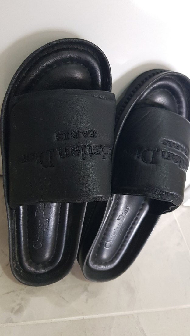 Christian Dior Siyah Nakışlı Platform Topuklu Kadın Terlik - Görsel 5