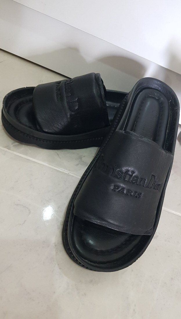 Christian Dior Siyah Nakışlı Platform Topuklu Kadın Terlik - Görsel 3