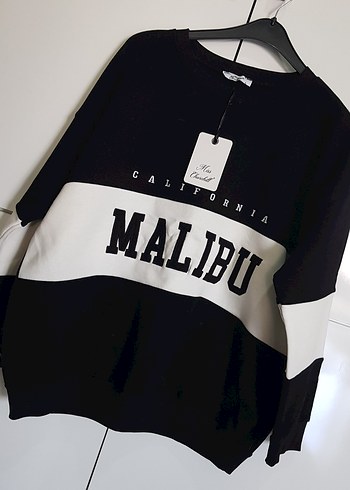 Siyah Baskılı Oversize Sweatshirt Unisex - Görsel 2