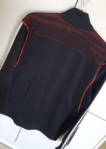 Unisex Adidas Kırmızı Siyah Fermuarlı Ceket - Görsel 5