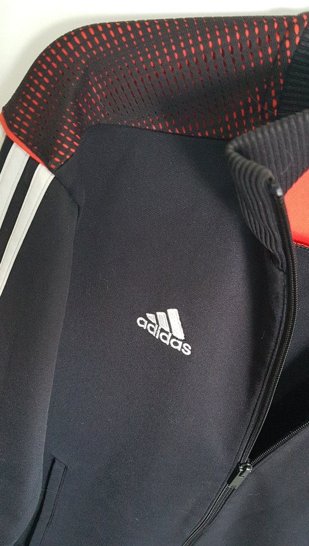 Unisex Adidas Kırmızı Siyah Fermuarlı Ceket - Görsel 3
