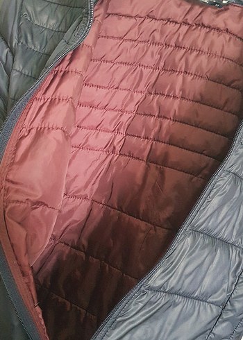 Kadın Bordo Lacivert Fermuarlı Midi Ceket - Görsel 3