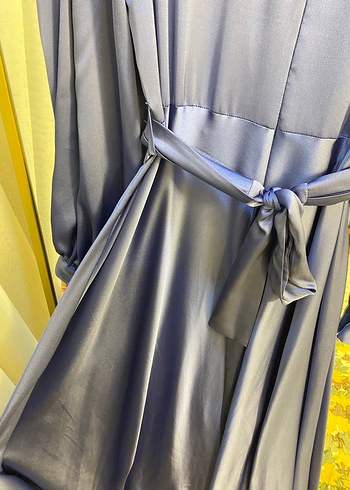 Mavi Pilili Uzun Kadın Abiye Elbise - Görsel 5