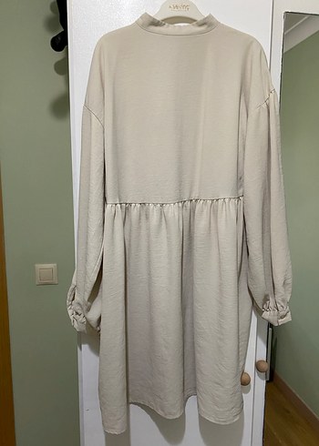 Bej Uzun Kollu Keten Tunik - Görsel 5