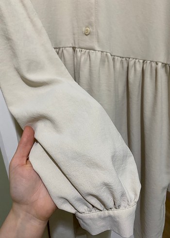 Bej Uzun Kollu Keten Tunik - Görsel 3