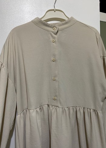 Bej Uzun Kollu Keten Tunik - Görsel 2