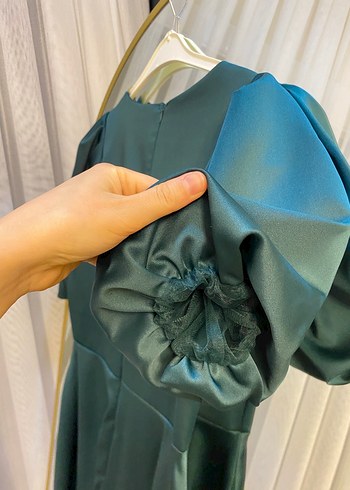 Parlak Turkuaz Kadın Uzun Elbise - Görsel 4